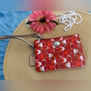 Coach SV/Vermillion Multicolor Wristlet Red Burgundy Wine